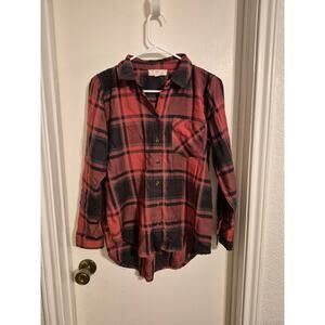 Hippie Rose Plaid Button Down Shirt Size Small
